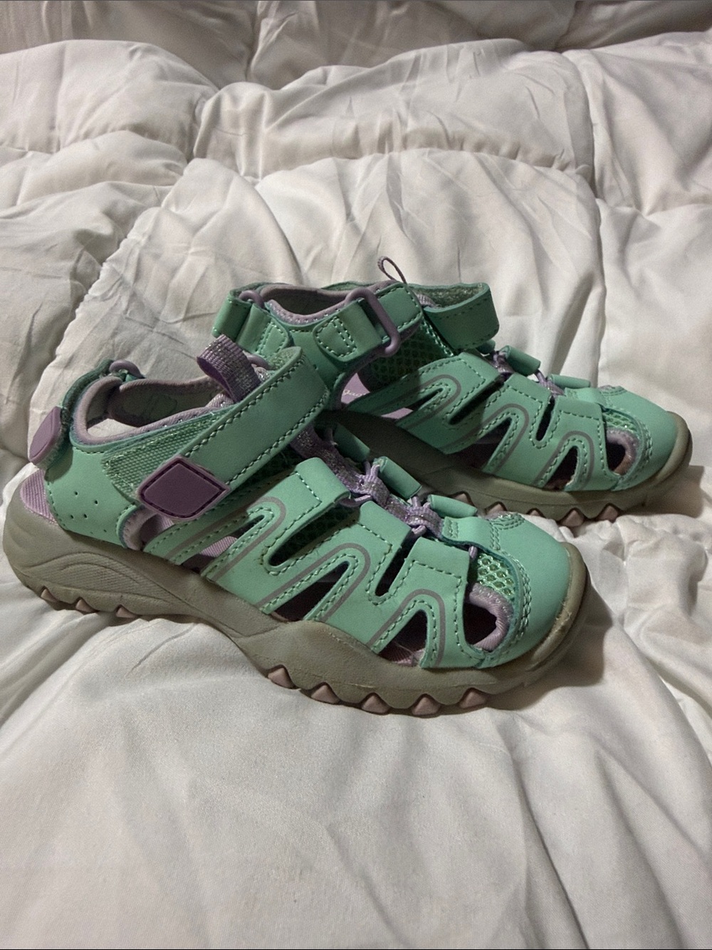 Cat & Jack Mint Green and Lilac Closed-Toe Kids Sandals